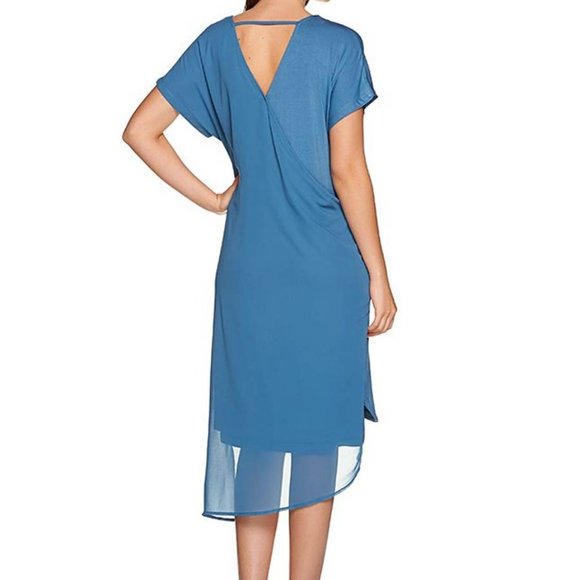 NWT H HALSTON LAYERED T-SHIRT CROSS BACK DRESS XXS - Picture 1 of 12